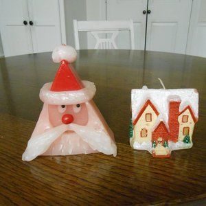 Christmas Candles - Santa & House